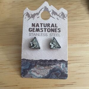 NEW Natural Gemstone Mountain Stud Earrings